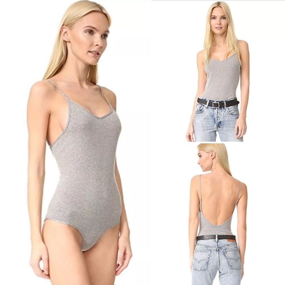 NWOT Intimately FP Free People Spaghetti straps Low Back Bodysuit Grey Gray XS/S